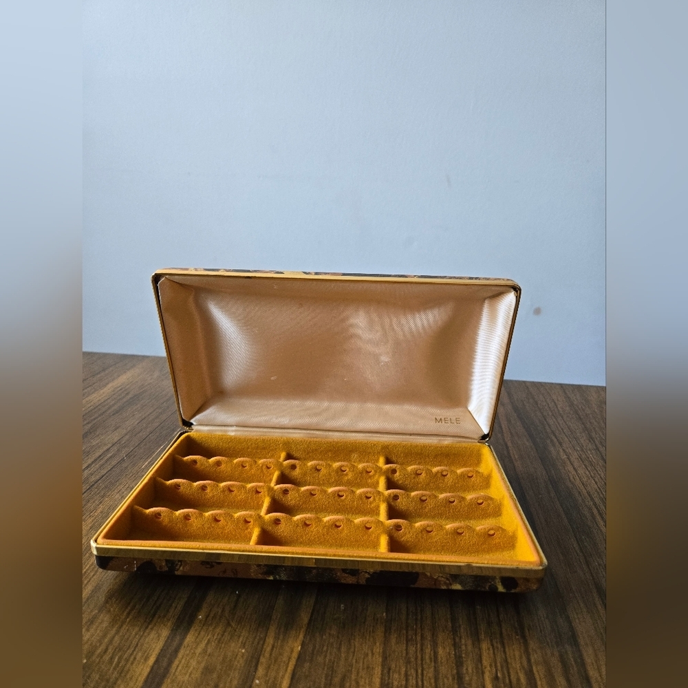 Vintage Mele jewelry box black brown gold